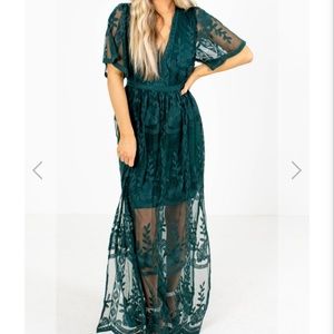 Bellaella Boutique Light My Fire teal lace dress
